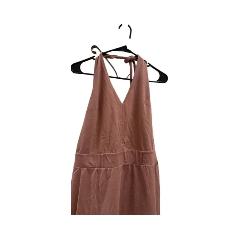 FP Beach Halter Maxi Dress – Boho Backless V-Neck in Rose & Cocoa | M - Picture 8 of 8